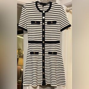 Maje Black and White Striped tshirt Dress